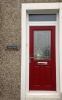 Red Composite Door With Decorative Glass