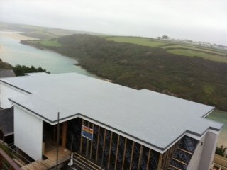 Fibreglass Flat Roof On A House